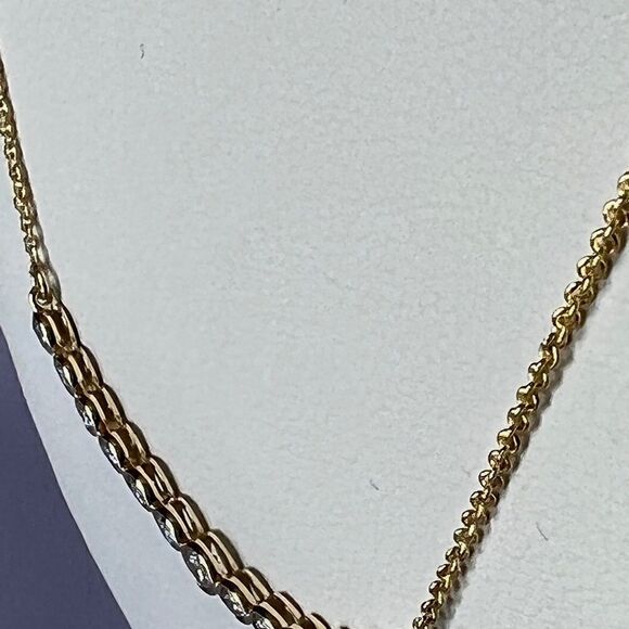 14K Yellow Gold Necklace with 1/2 Carat Lab Grown Diamond in Curved Bar Design - Picture 9 of 16